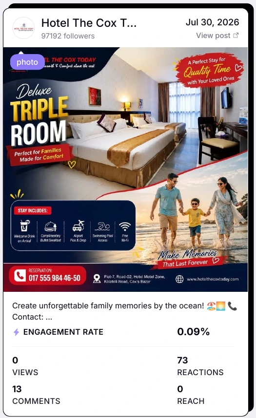 Cropped audited Deluxe Triple Room Facebook post